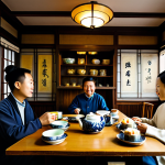 홍콩 차문화 역사 - Traditional Tea House**

"A traditional Hong Kong tea house interior, featuring wooden furniture, te...