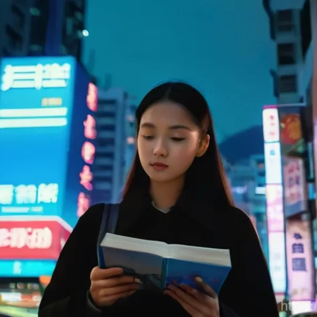 홍콩 독립 문제 논란 - **Prompt:** A vibrant, bustling street in Hong Kong at twilight. In the foreground, a young woman, p...